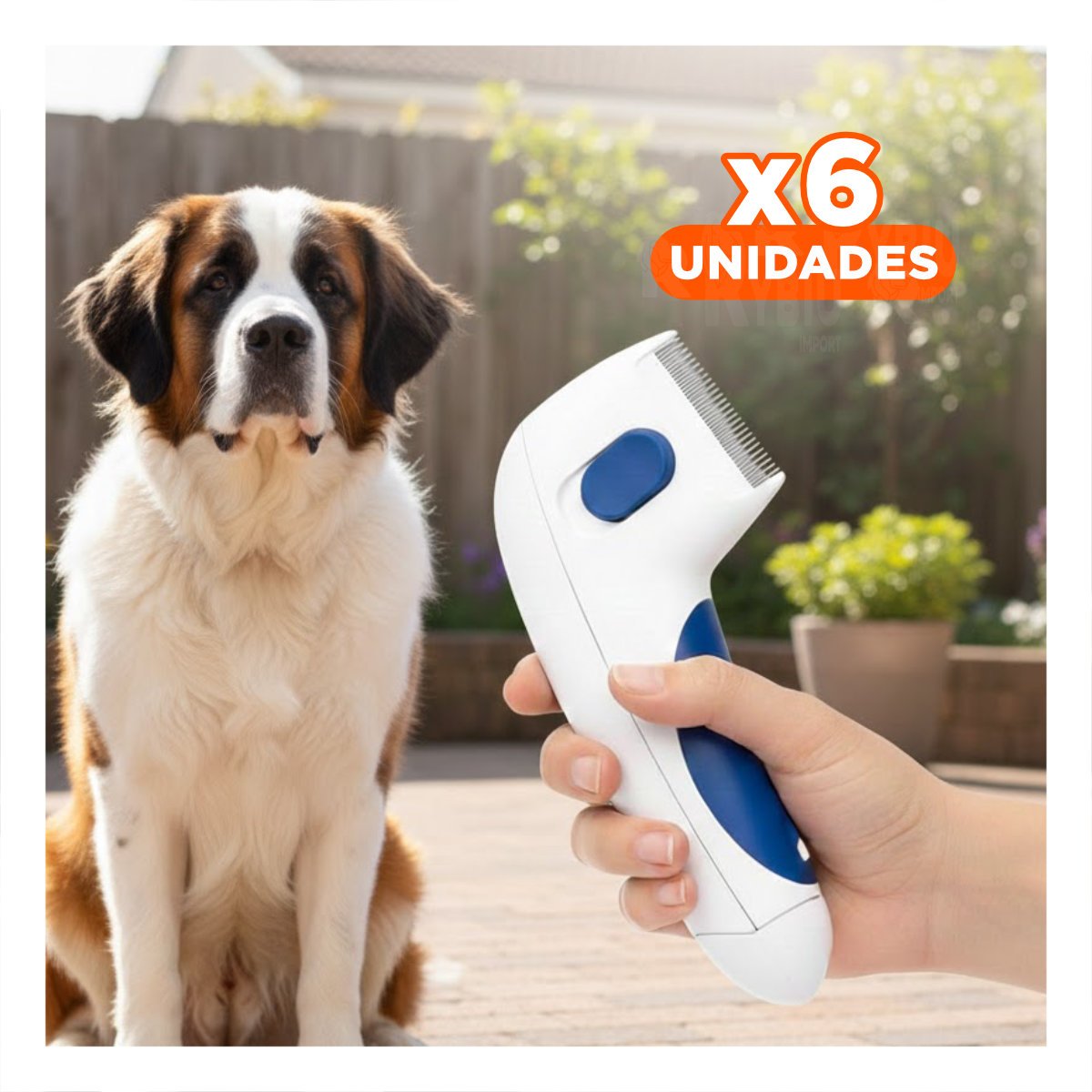 PACK6 PEINE RECARGABLE ELECTRICO BLANCO CON AZUL PARA PERROS Y GATOS Y+REGALO STICKER - 1