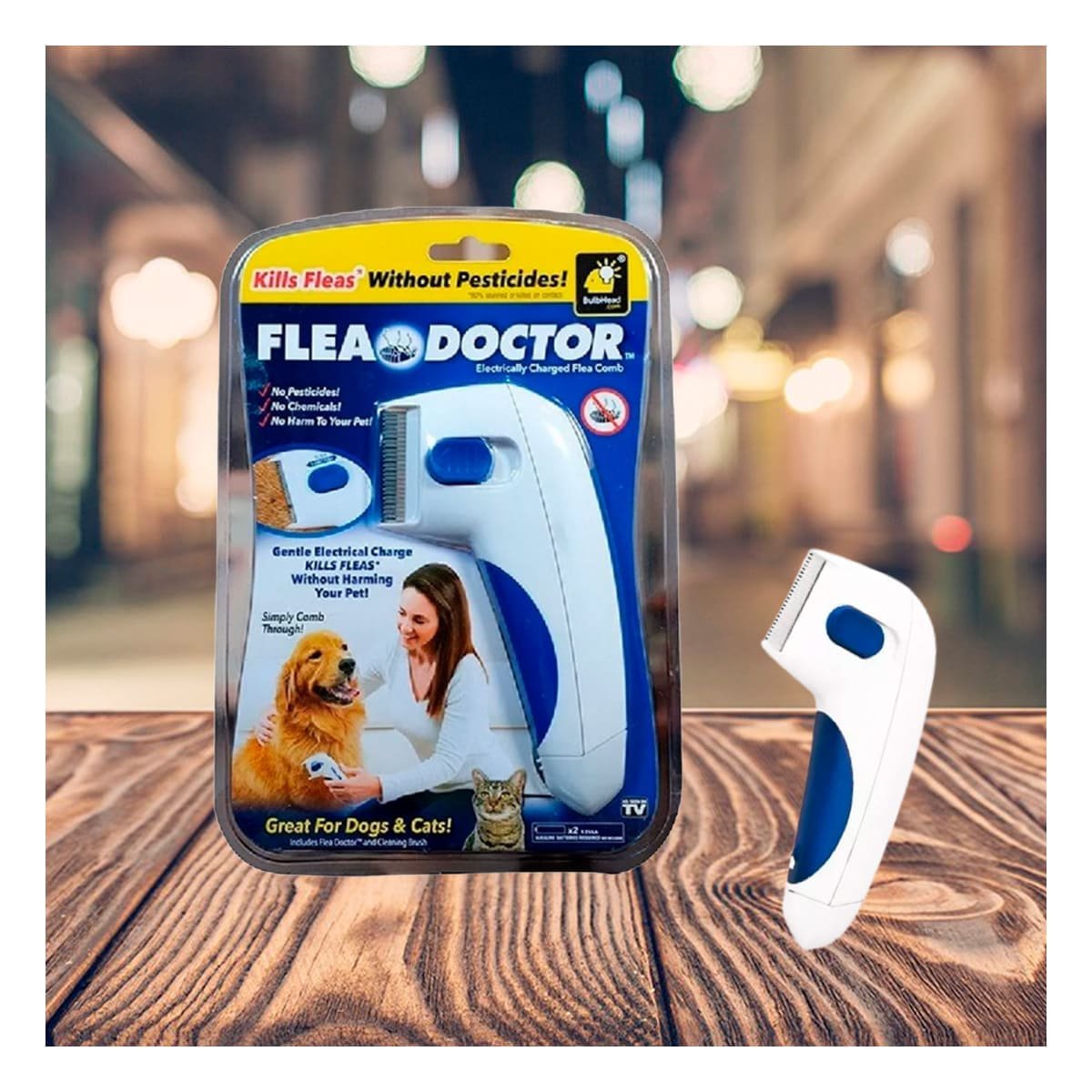 PACK6 PEINE RECARGABLE ELECTRICO BLANCO CON AZUL PARA PERROS Y GATOS Y+REGALO STICKER - 3