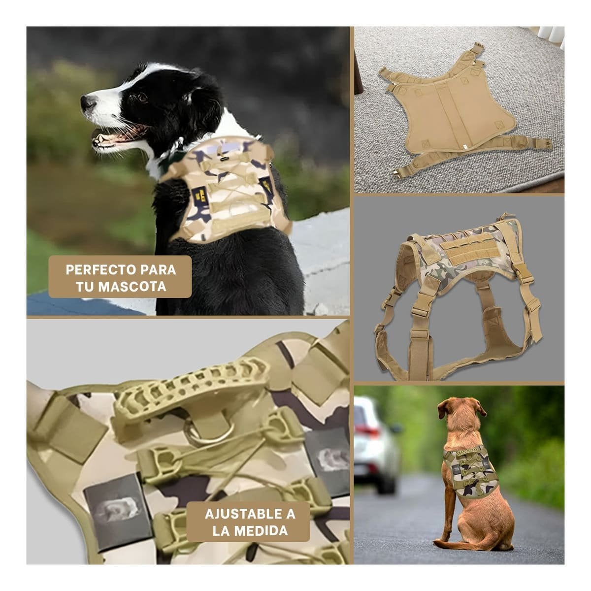PACK2 PECHERA AJUSTABLE PARA PERRO VERDE CLARO TALLA S TACTICO Y+PAPEL REGALO - 3
