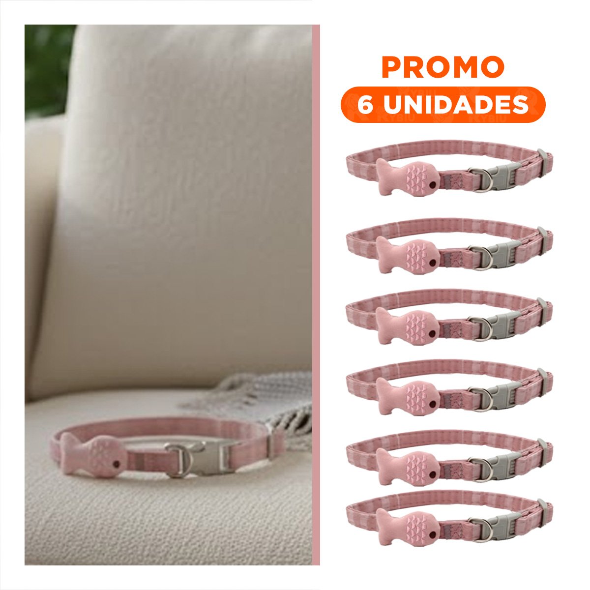 PACK6 CORREA COMODA MODELO PEZ ROSADO PARA MASCOTA - 1