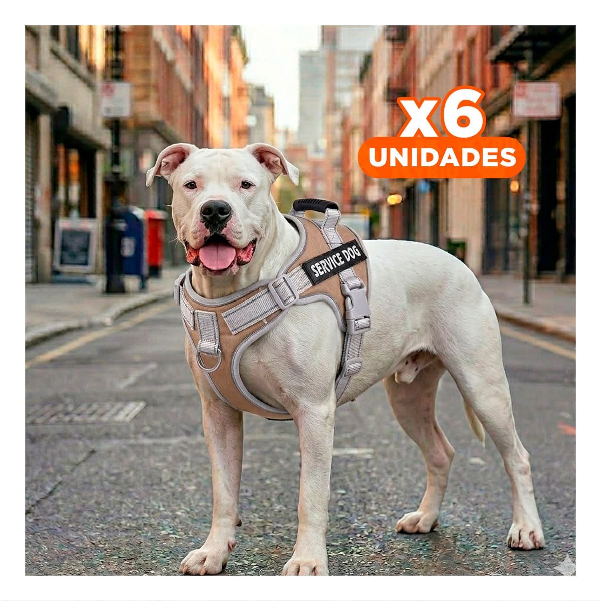 PACK6 PECHERA COMODA SERVICE DOG TALLA XS MARRON CON ASA Y+REGALO STICKER - 1
