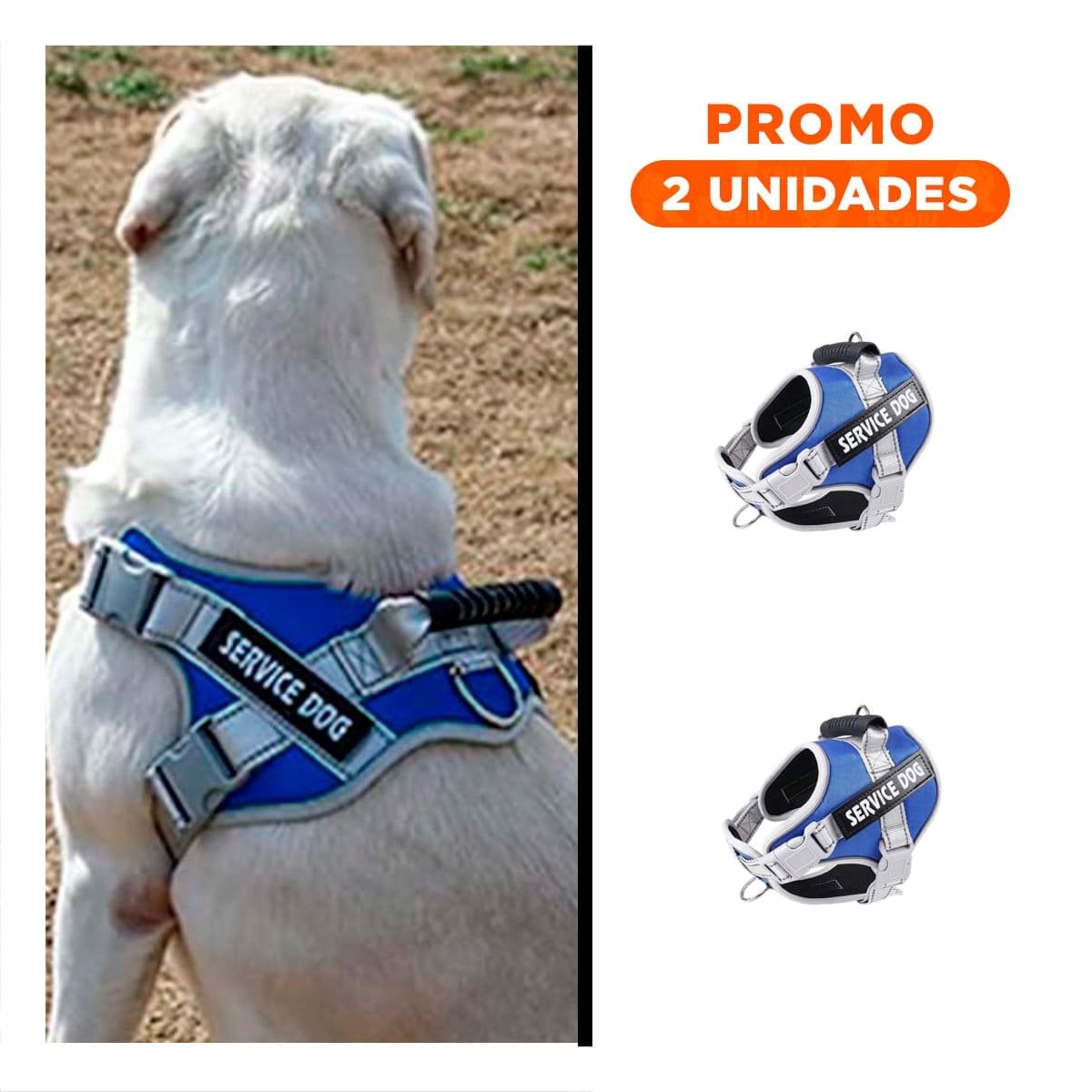 PACK2 CHALECO AJUSTABLE SERVICE DOG TALLA XS AZUL CON ASA - 1