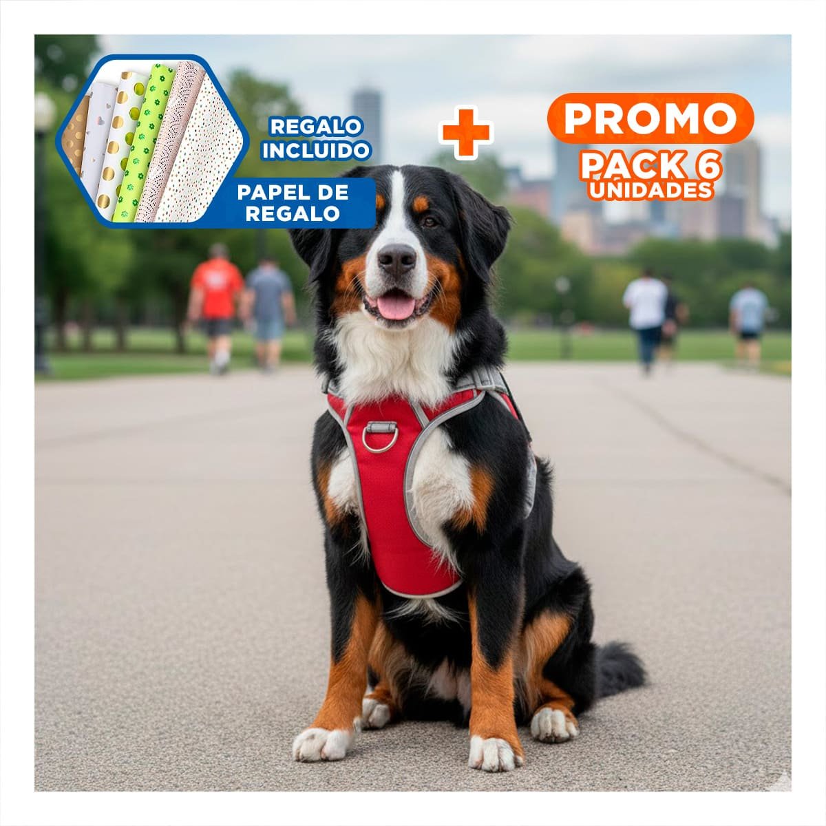 PACK6 PETO RESISTENTE SERVICE DOG TALLA XS ROJO CON ASA Y+PAPEL REGALO - 1