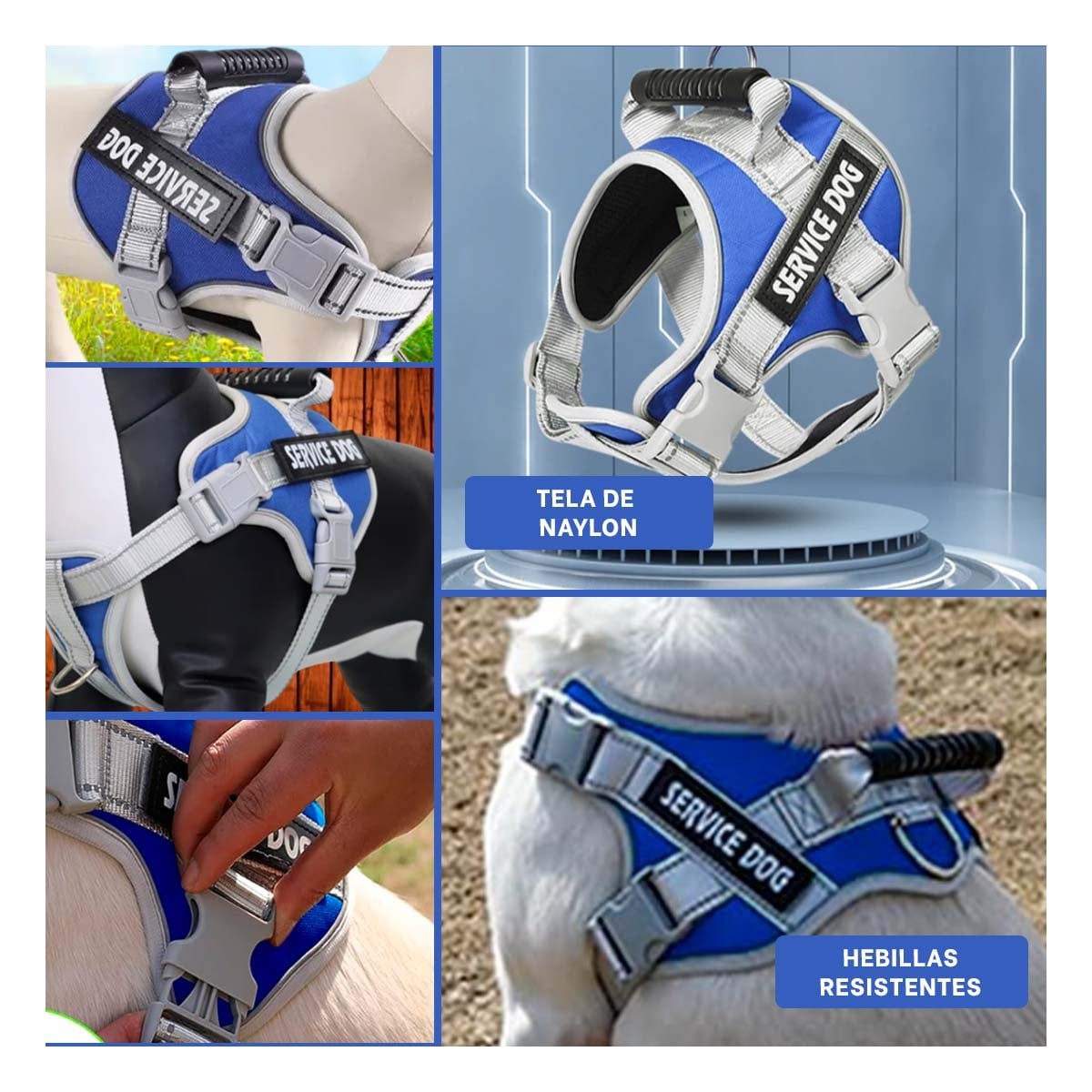 ARNES AJUSTABLE SERVICE DOG TALLA XS AZUL CON ASA Y+POST IT - 1