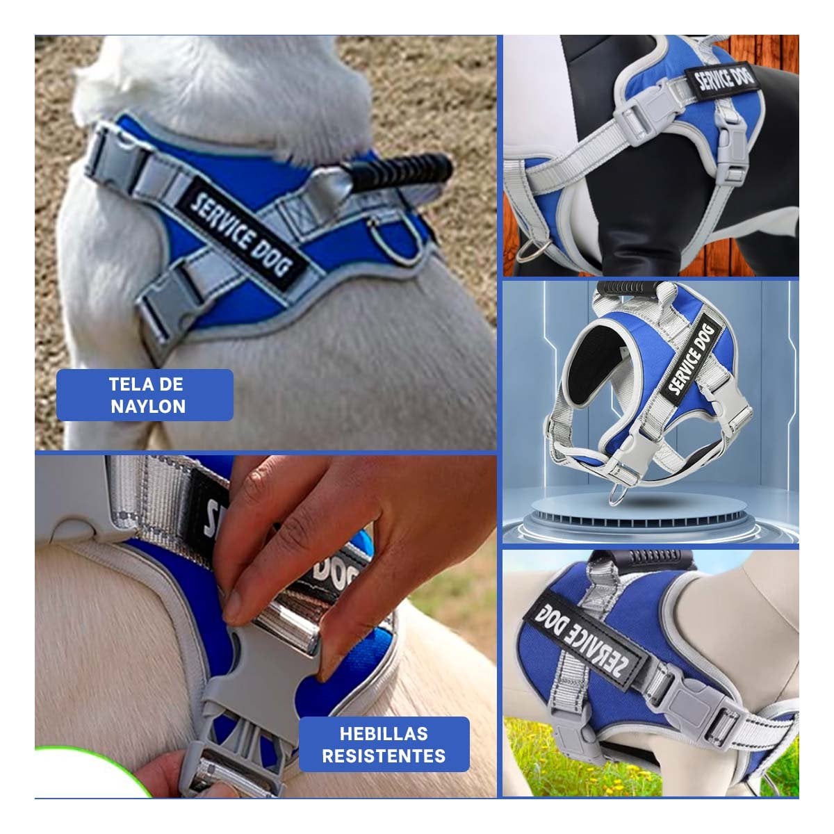 ARNES AJUSTABLE SERVICE DOG TALLA XS AZUL CON ASA Y+POST IT - 5