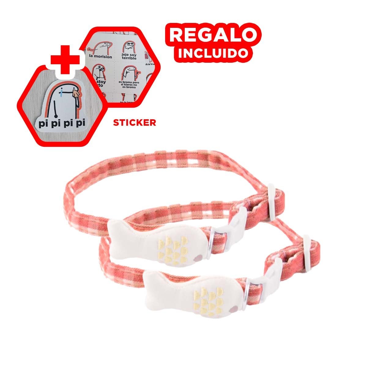 COLLARIN AJUSTABLE MODELO PEZ ROJO PARA MASCOTA Y+REGALO STICKER - 1
