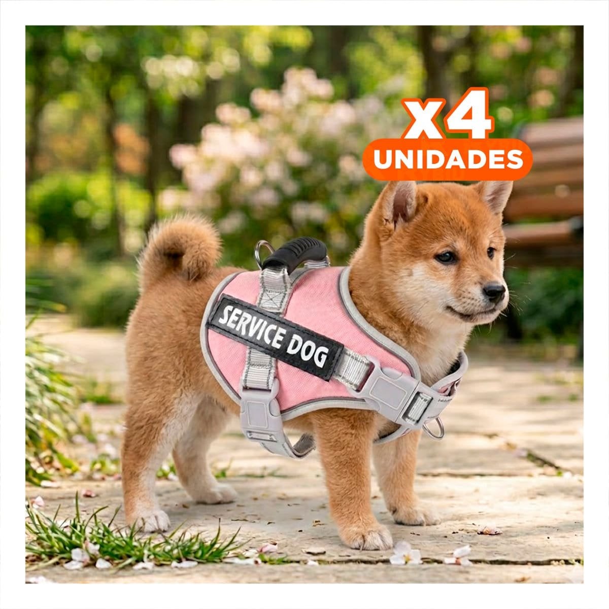 PACK4 PECHERA RESISTENTE SERVICE DOG TALLA XS ROSADO CLARO CON ASA - 1