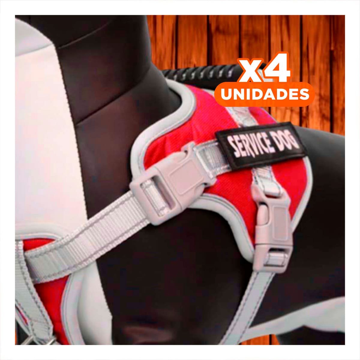 PACK4 PECHERA RESISTENTE SERVICE DOG TALLA XS ROJO CON ASA - 1