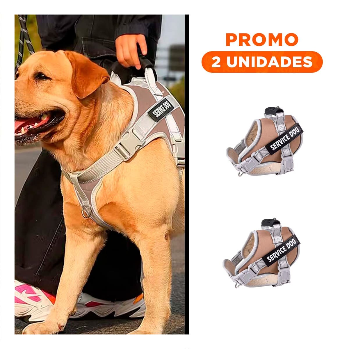 PACK2 CHALECO AJUSTABLE SERVICE DOG TALLA XS MARRON CON ASA - 1