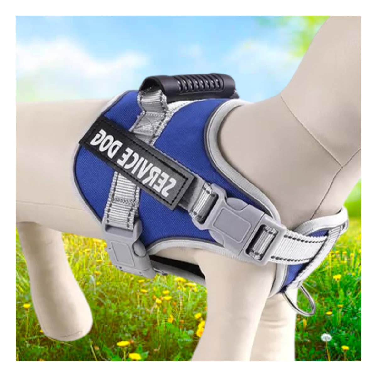 PACK6 PETO RESISTENTE SERVICE DOG TALLA XS AZUL CON ASA Y+PAPEL REGALO - 2