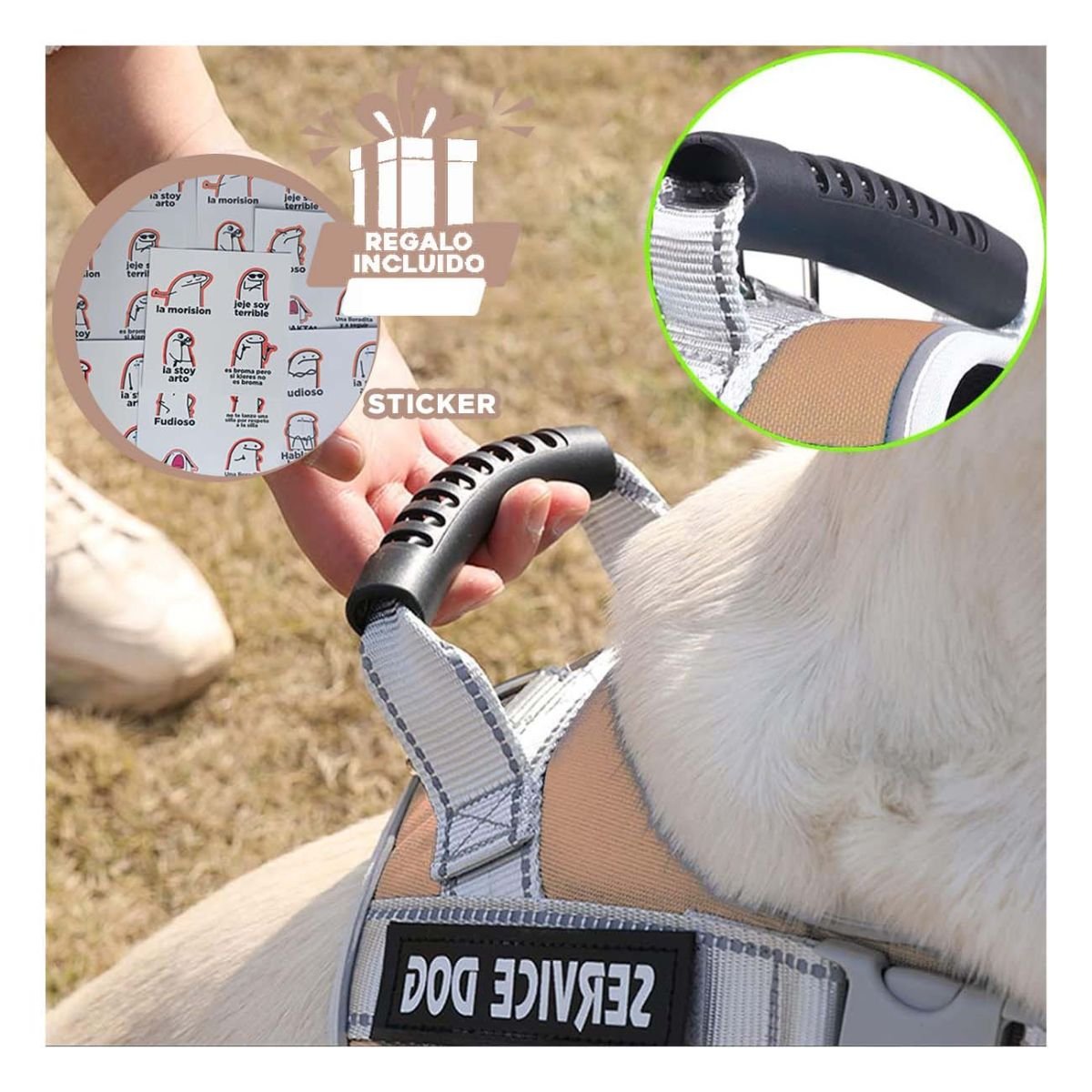 PETO PROFESIONAL SERVICE DOG TALLA XS MARRON CON ASA Y+REGALO STICKER - 1