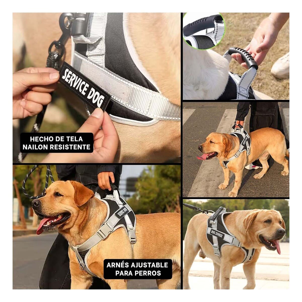 PACK4 CHALECO RESISTENTE SERVICE DOG TALLA XS NEGRO CON ASA Y+REGALO STICKER - 2