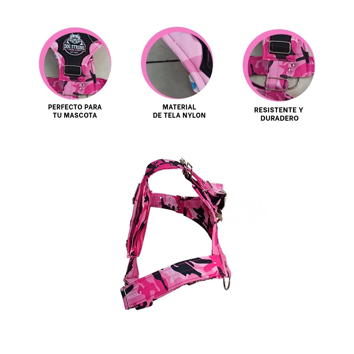 PETO PARA PERRO DOG STRONG ROSADO TALLA S FIRME Y RESISTENTE - 3