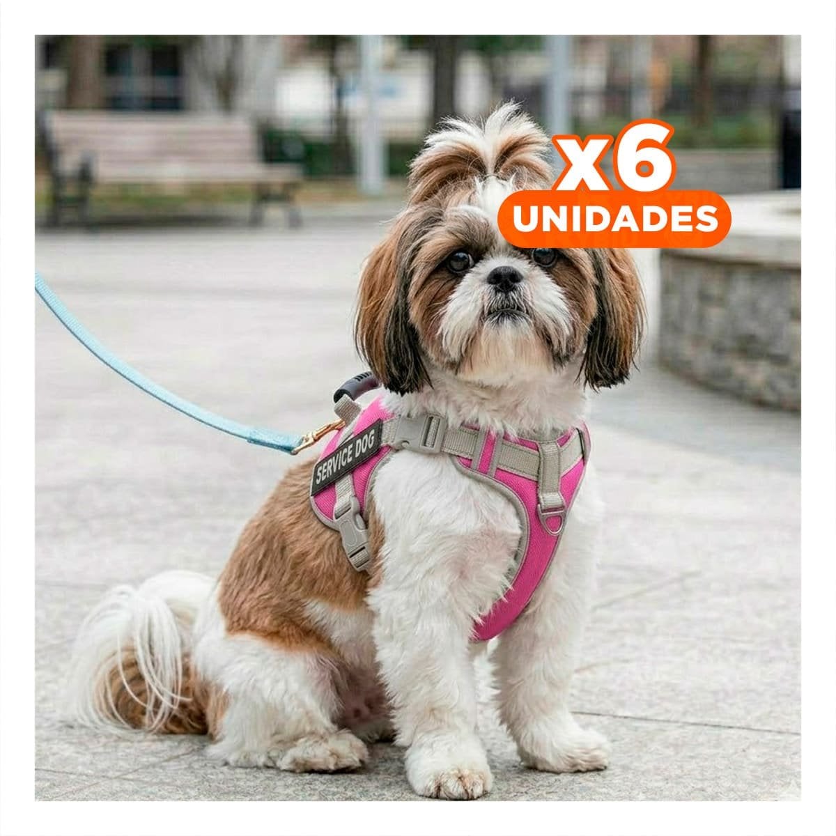 PACK6 PECHERA COMODA SERVICE DOG TALLA XS FUCSIA CON ASA Y+REGALO STICKER - 1