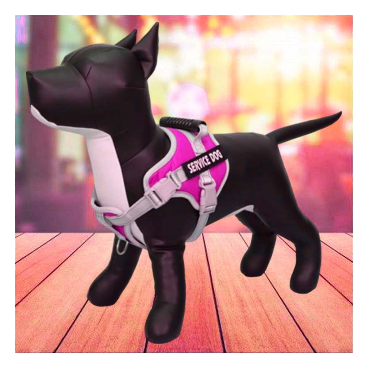 PACK6 PECHERA COMODA SERVICE DOG TALLA XS FUCSIA CON ASA Y+REGALO STICKER - 5