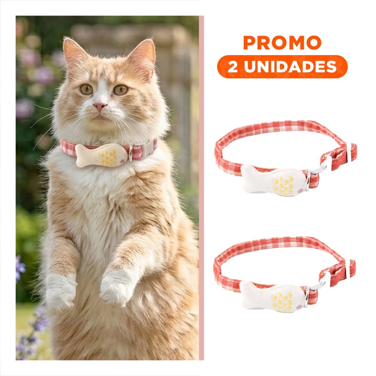 PACK2 CINTA LIGERA MODELO PEZ ROJO PARA MASCOTA - 1