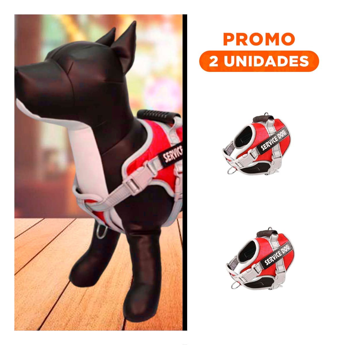 PACK2 CHALECO AJUSTABLE SERVICE DOG TALLA XS ROJO CON ASA - 1