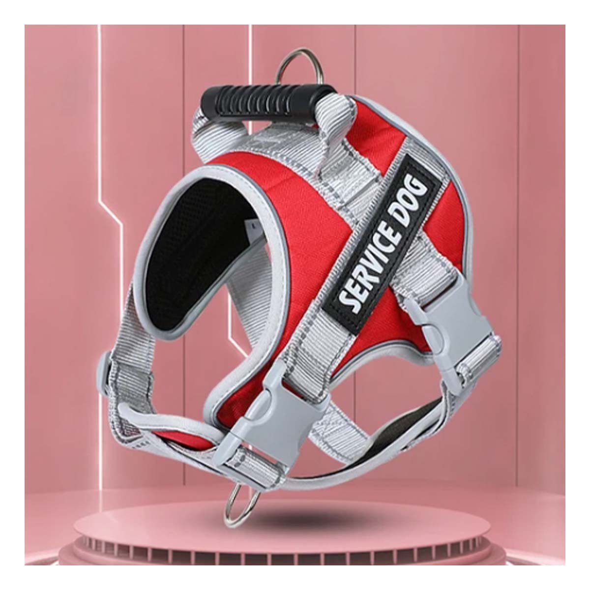 PACK2 CHALECO AJUSTABLE SERVICE DOG TALLA XS ROJO CON ASA - 2