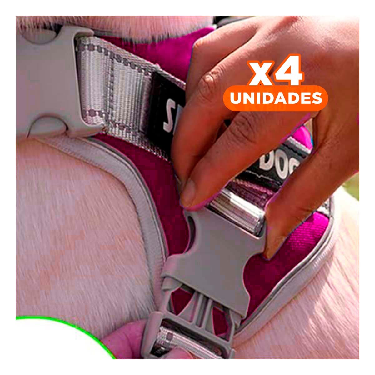 PACK4 PECHERA RESISTENTE SERVICE DOG TALLA XS FUCSIA CON ASA - 1