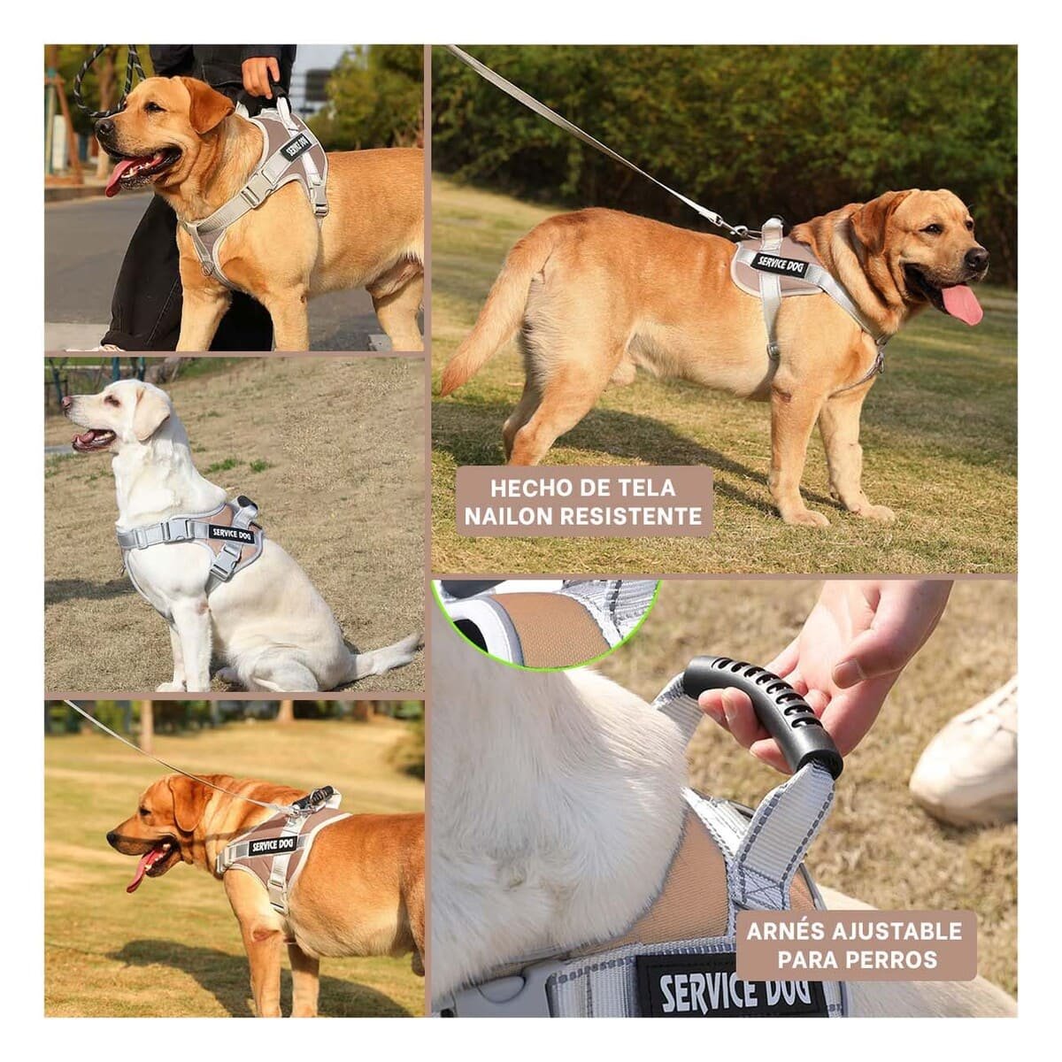 PECHERA AJUSTABLE SERVICE DOG TALLA XS MARRON CON ASA Y+LIGAS REGALO - 5