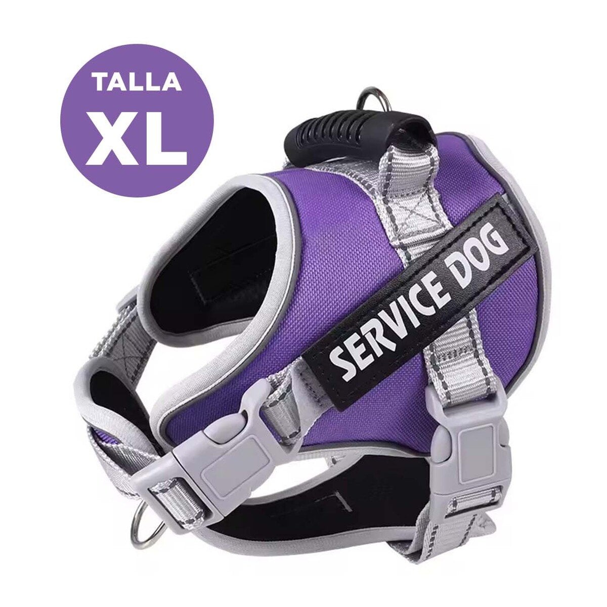 PACK6 PETO RESISTENTE SERVICE DOG TALLA XL MORADO CON ASA Y+PAPEL REGALO - 4