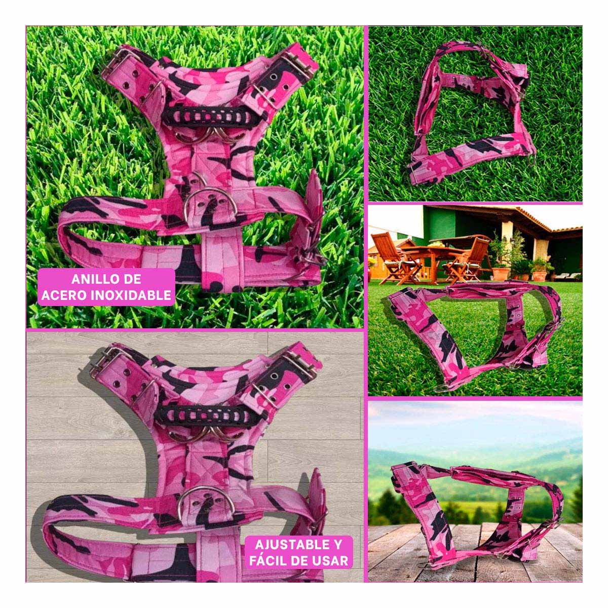 SOPORTE CANINO DOG STRONG ROSADO TALLA L FIRME Y AJUSTABLE PARA PASEO - 5