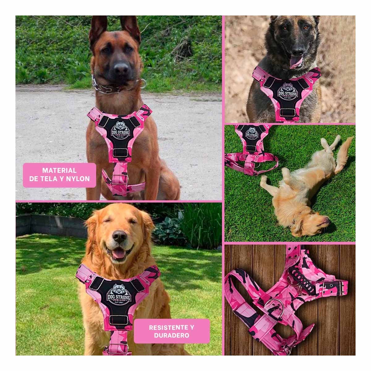 EQUIPO CANINO DOG STRONG ROSADO TALLA M CON AJUSTE PRACTICO Y+POST IT - 5