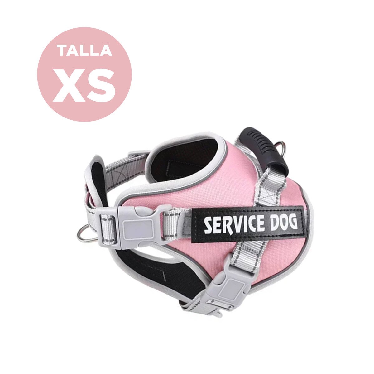 PACK4 CHALECO RESISTENTE SERVICE DOG TALLA XS ROSADO CLARO CON ASA Y+REGALO STICKER - 4