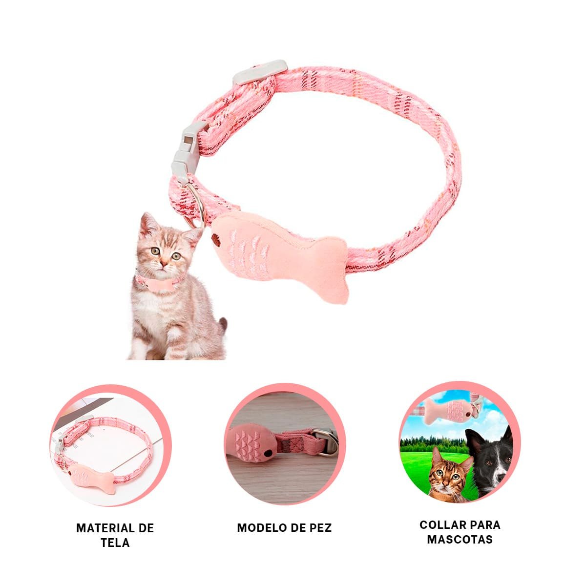 CINTA AJUSTABLE MODELO PEZ ROSADO PARA MASCOTA - 3
