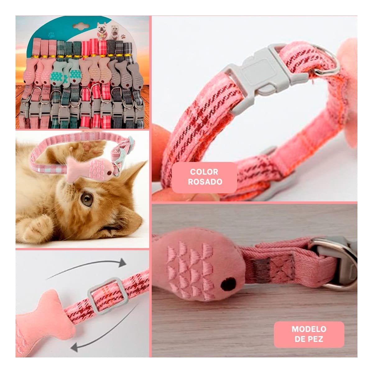 PACK2 CORREA LIGERA MODELO PEZ ROSADO PARA MASCOTA Y+PAPEL REGALO - 3