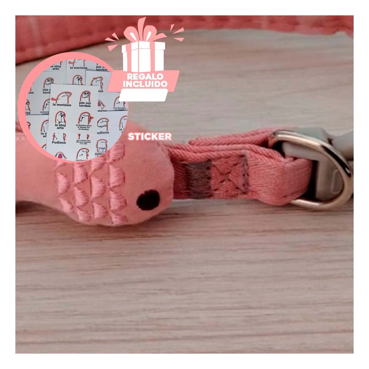 COLLARIN AJUSTABLE MODELO PEZ ROSADO PARA MASCOTA Y+REGALO STICKER - 1