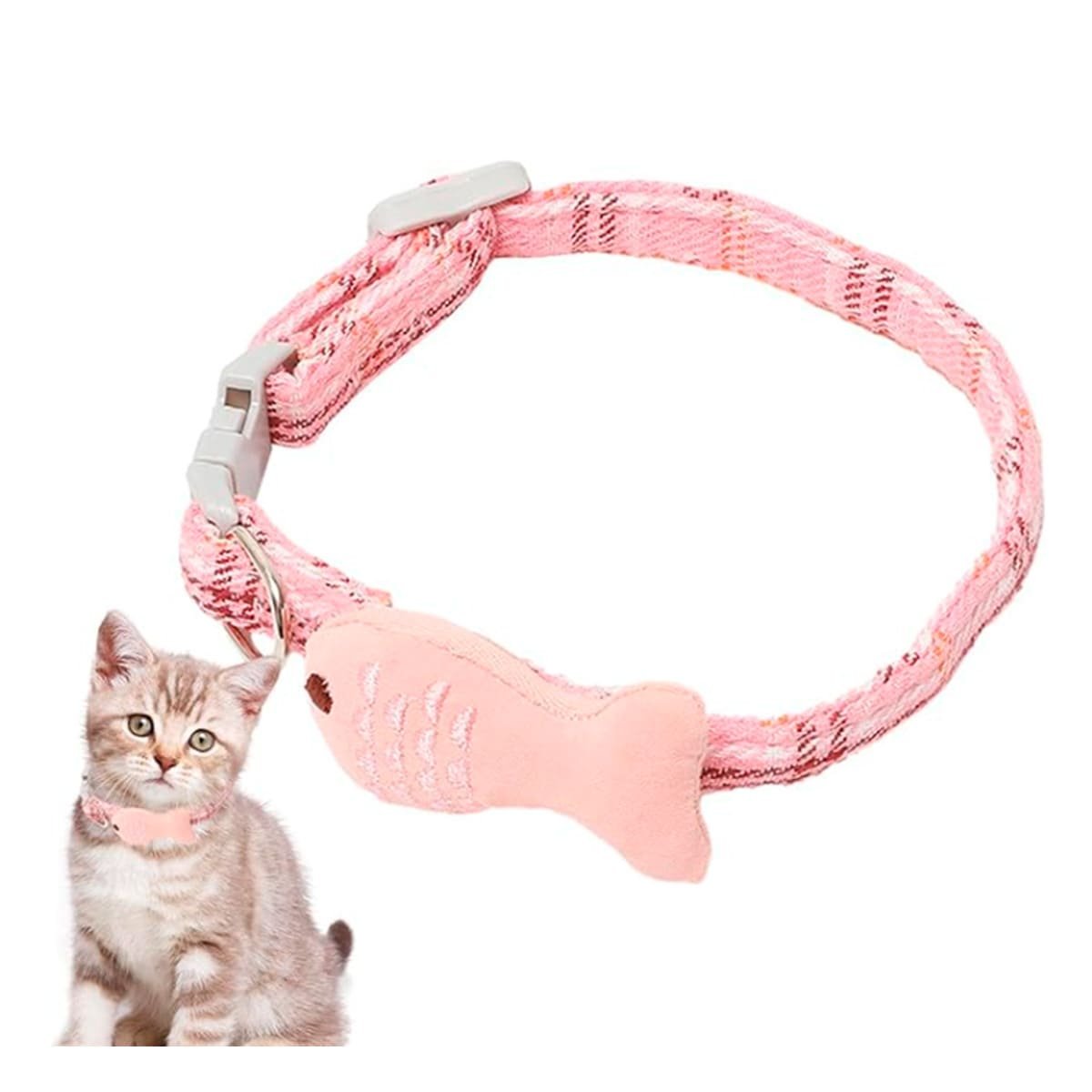 COLLARIN AJUSTABLE MODELO PEZ ROSADO PARA MASCOTA Y+REGALO STICKER - 3