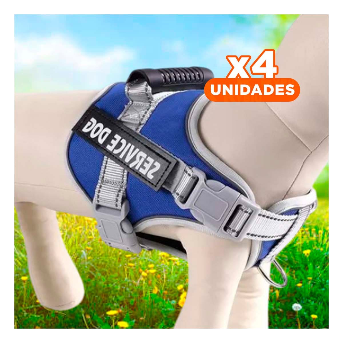 PACK4 PECHERA RESISTENTE SERVICE DOG TALLA XS AZUL CON ASA - 1