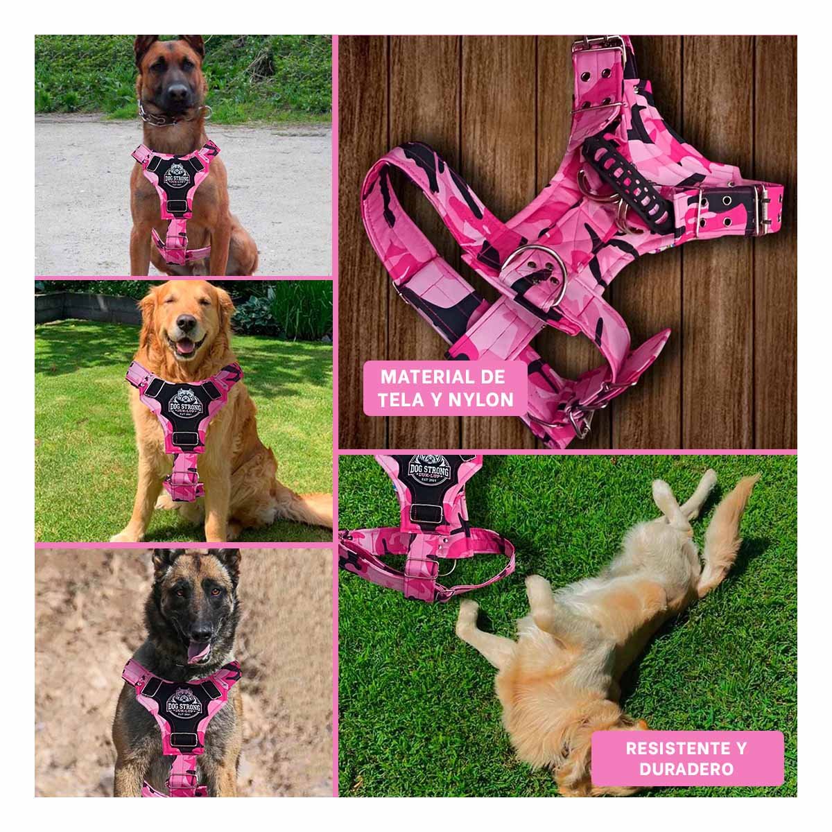 PACK2 CHALECO CANINO DOG STRONG ROSADO TALLA M CON DISENO MODERNO Y+PAPEL REGALO - 3