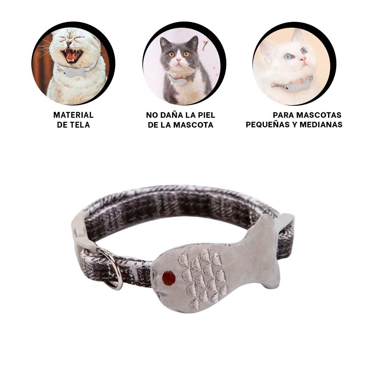 CINTA AJUSTABLE MODELO PEZ GRIS PARA MASCOTA - 3