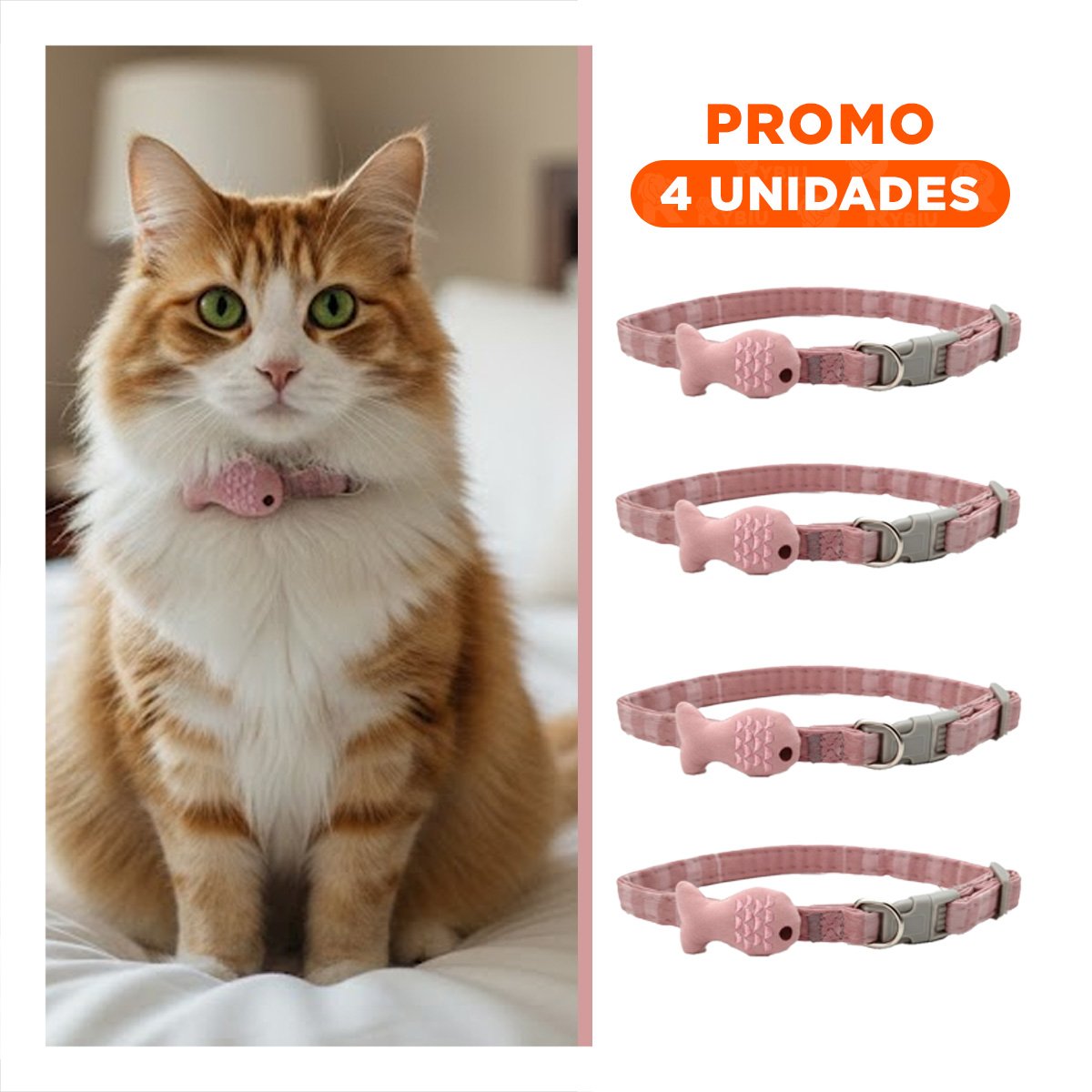 PACK4 CINTA COMODA MODELO PEZ ROSADO PARA MASCOTA Y+REGALO STICKER - 1