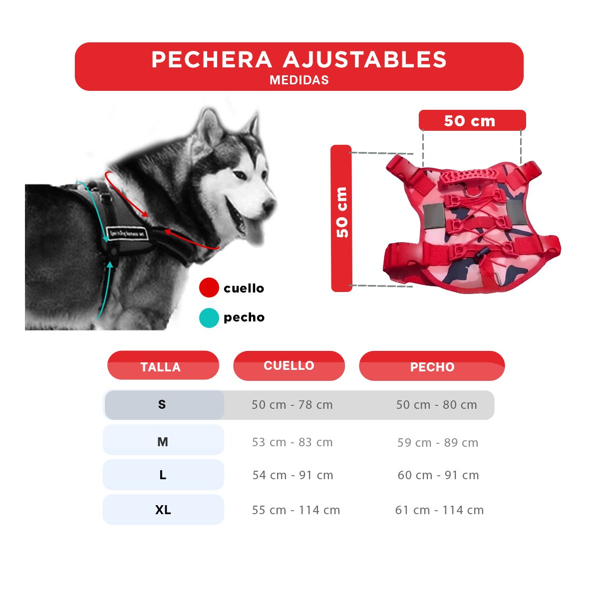 PACK6 PECHERA COMODA PARA PERRO ROJO TALLA S REFORZADA - 4