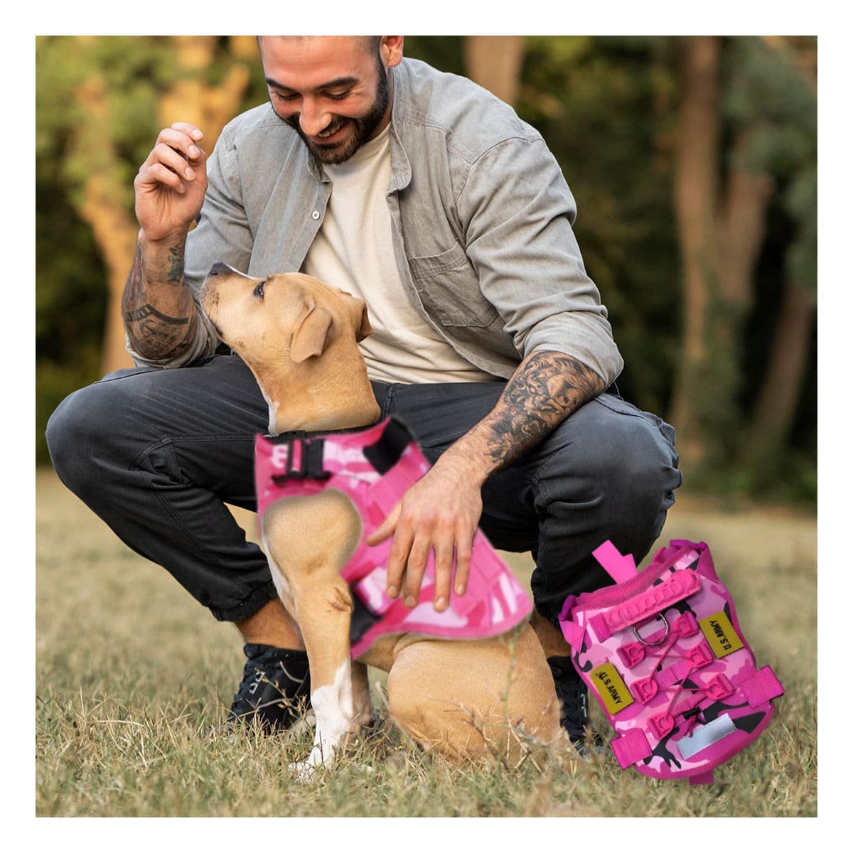 PACK2 ARNES CANINO TACTICO ROSADO TALLA M CHALECOS AJUSTABLES Y+PAPEL REGALO - 5