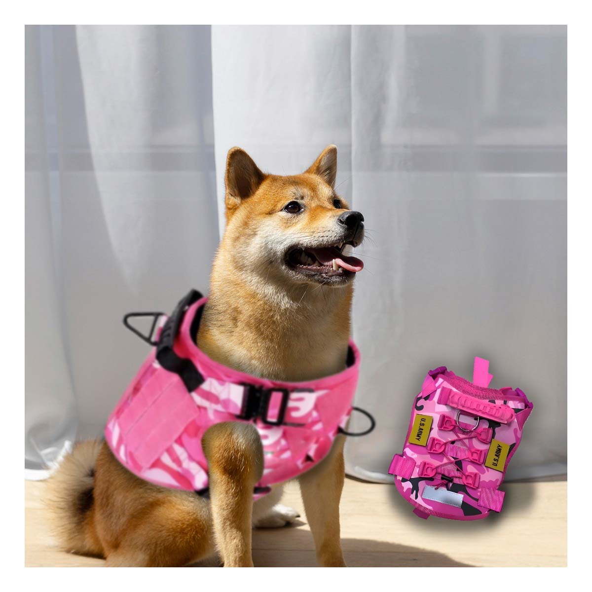 HARNESS TACTICO ROSADO PARA PERRO TALLA M PECHERA AJUSTABLE - 1