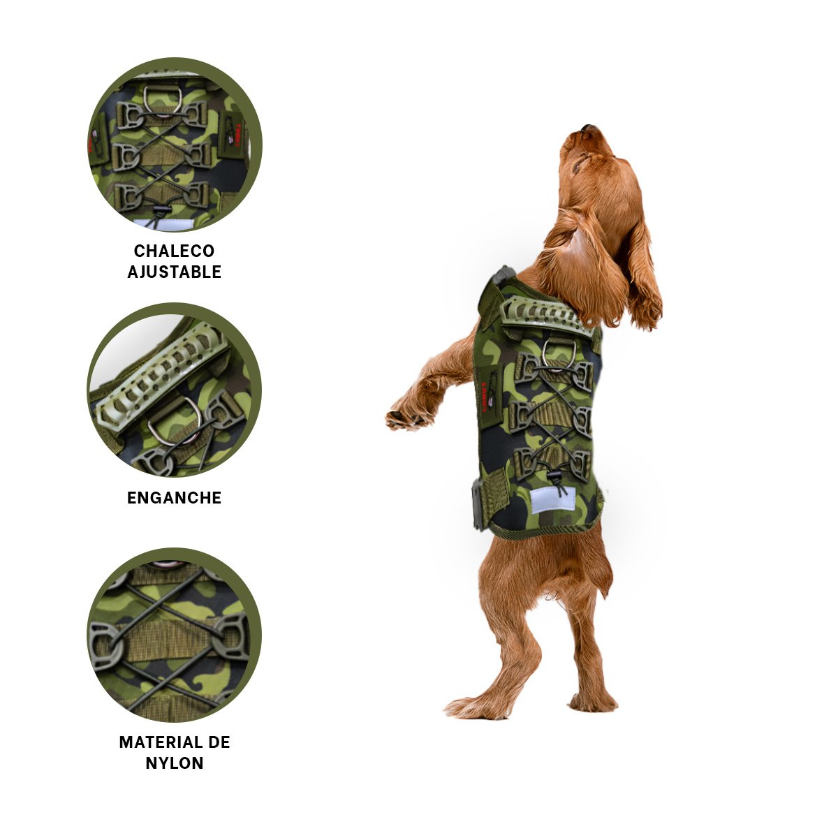 EQUIPO CANINO VERDE OSCURO TALLA M MODELO TACTICO DURABLE - 3