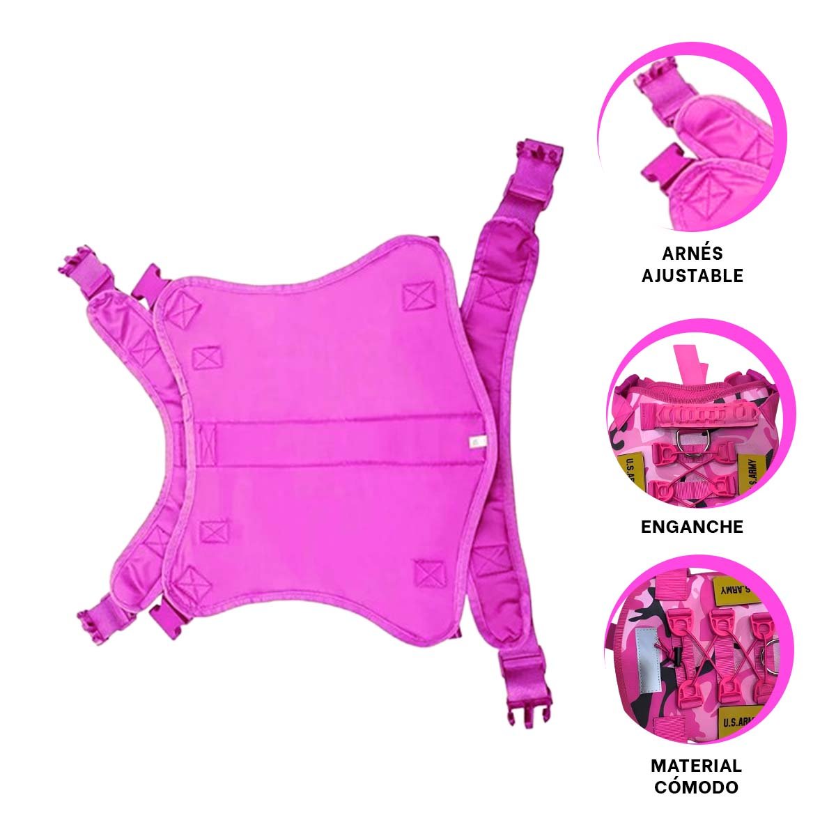 EQUIPO CANINO ROSADO TALLA S MODELO TACTICO DURABLE - 3