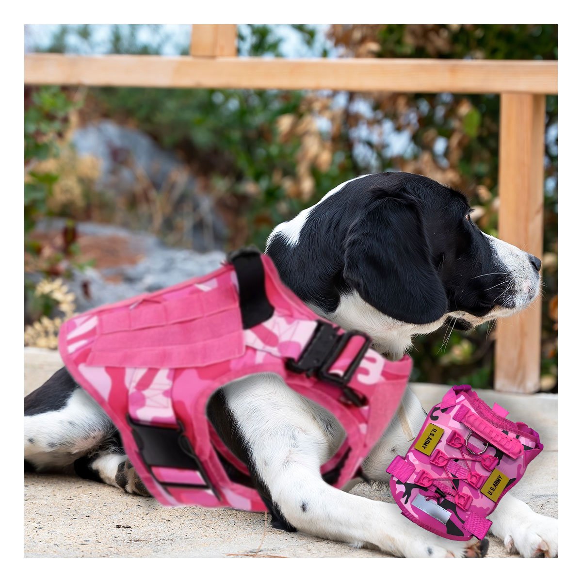 PACK6 PECHERA TACTICA CANINA ROSADA TALLA M CHALECOS URBANOS Y+REGALO STICKER - 5
