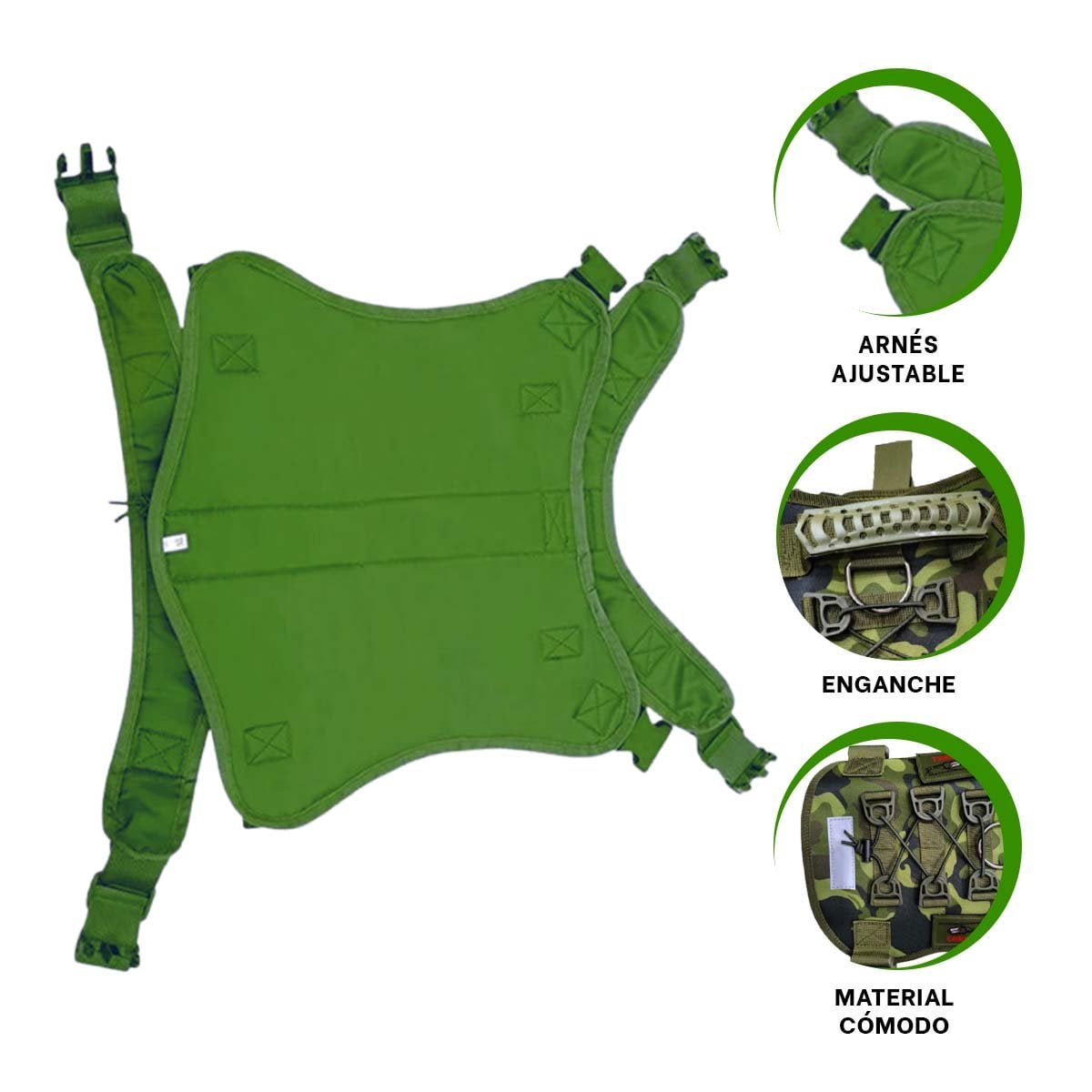 EQUIPO CANINO VERDE OSCURO TALLA S MODELO TACTICO DURABLE - 3
