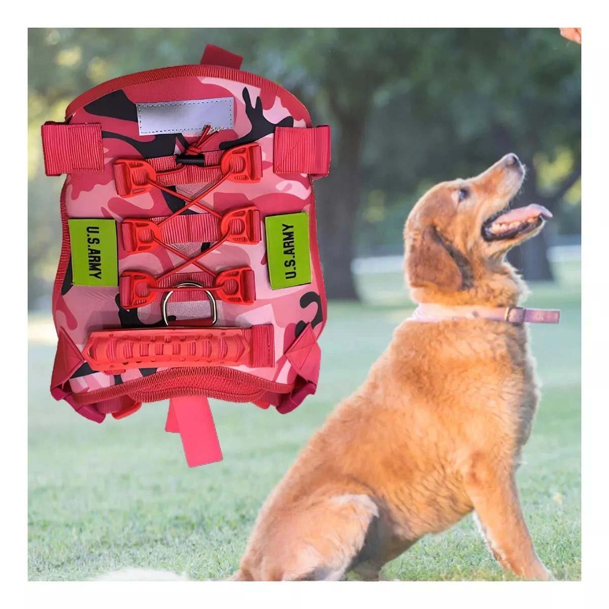 PACK2 CHALECO AJUSTABLE PARA PERRO ROJO TALLA S RESISTENTE Y+REGALO STICKER - 3