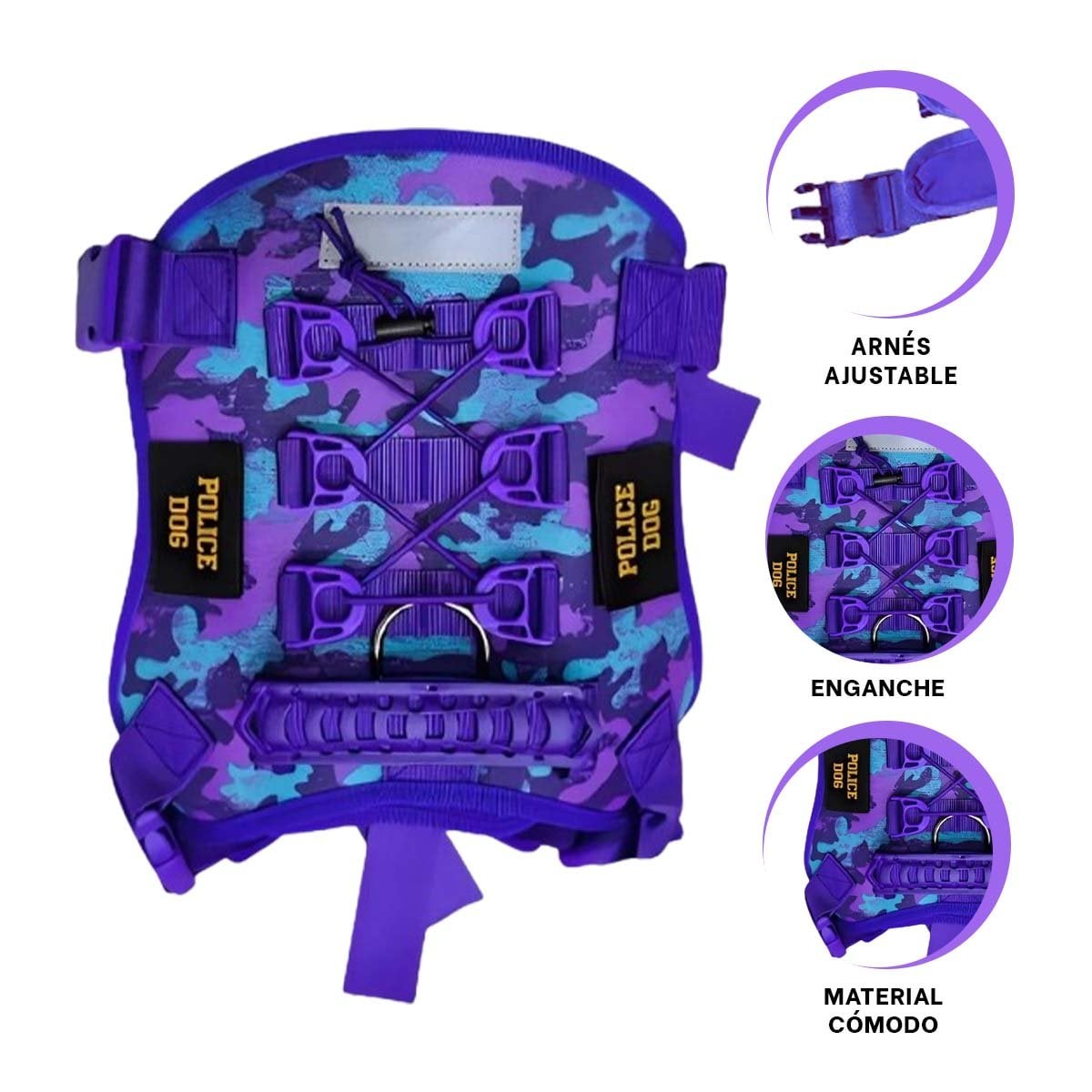 EQUIPO CANINO MORADO TALLA S MODELO TACTICO DURABLE - 3