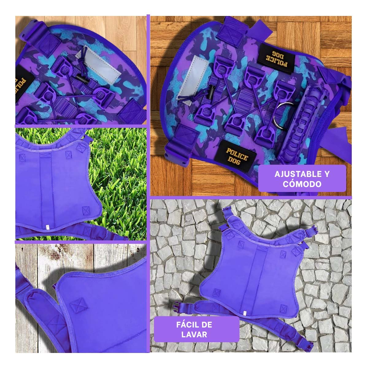 EQUIPO CANINO MORADO TALLA S MODELO TACTICO DURABLE - 5