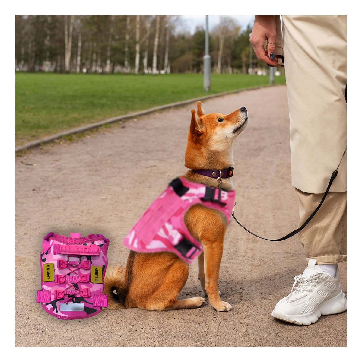 PRETAL DE PERRO TACTICO ROSADO TALLA M CHALECOS DE CONTROL Y+POST IT - 2