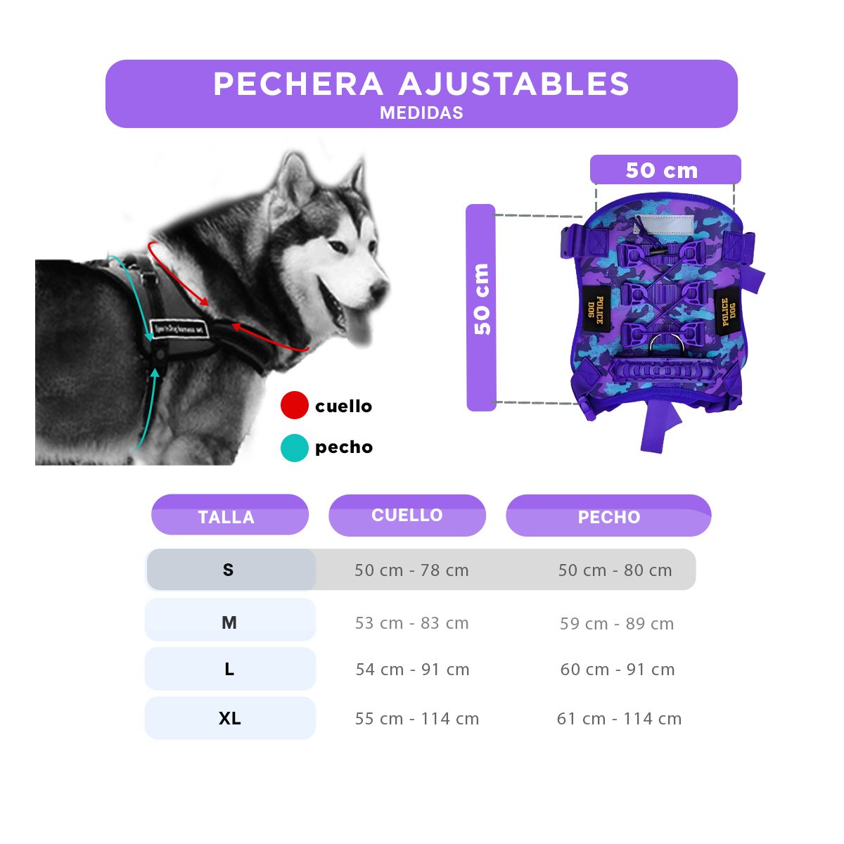 PACK2 EQUIPO RESISTENTE PARA PERRO MORADO TALLA S REFORZADO - 4