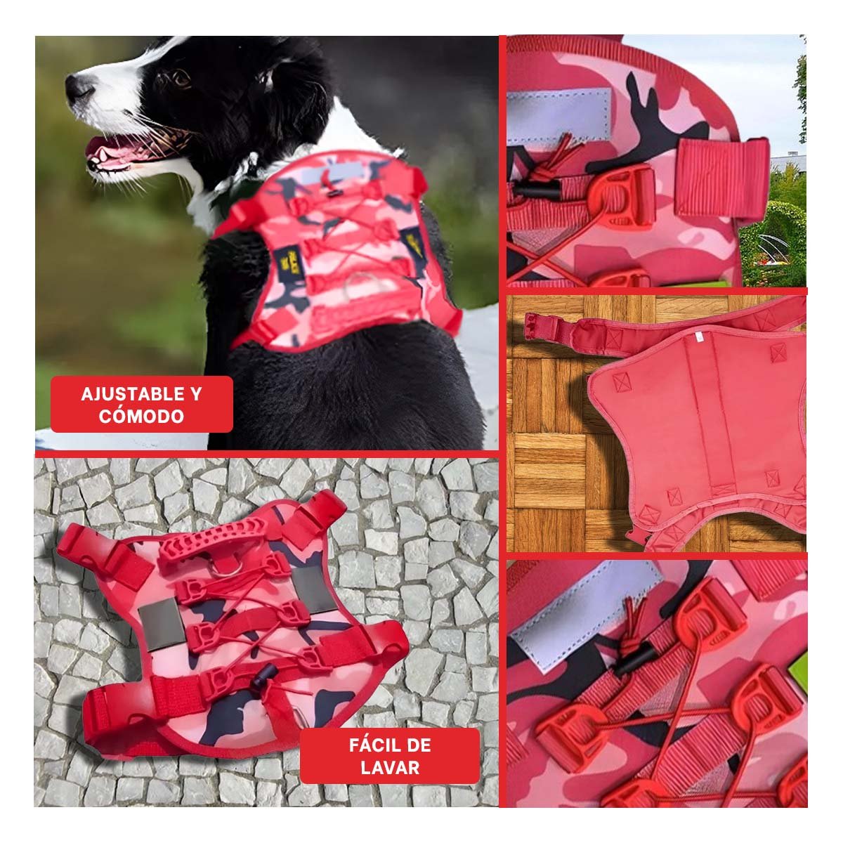 EQUIPO CANINO ROJO TALLA S MODELO TACTICO DURABLE - 5