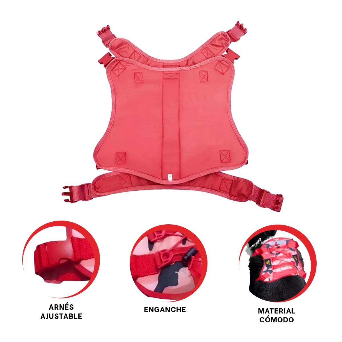 PACK6 ARNES COMODO PARA PERRO ROJO TALLA S TACTICO Y+REGALO STICKER - 2